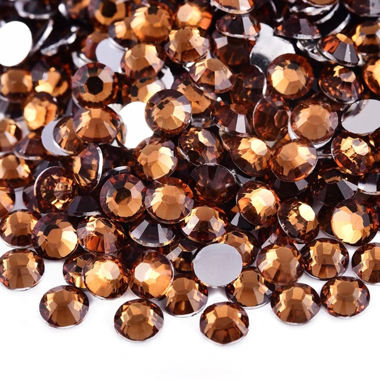 Strasssteine Non Hotfix - Silver Bottom - Yellow Coffee