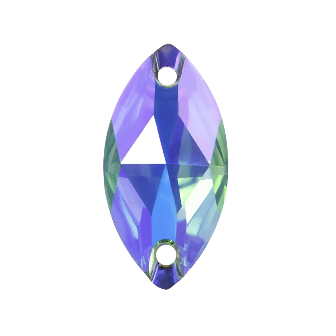 Aufnähsteine - Navette - Light Peridot AB