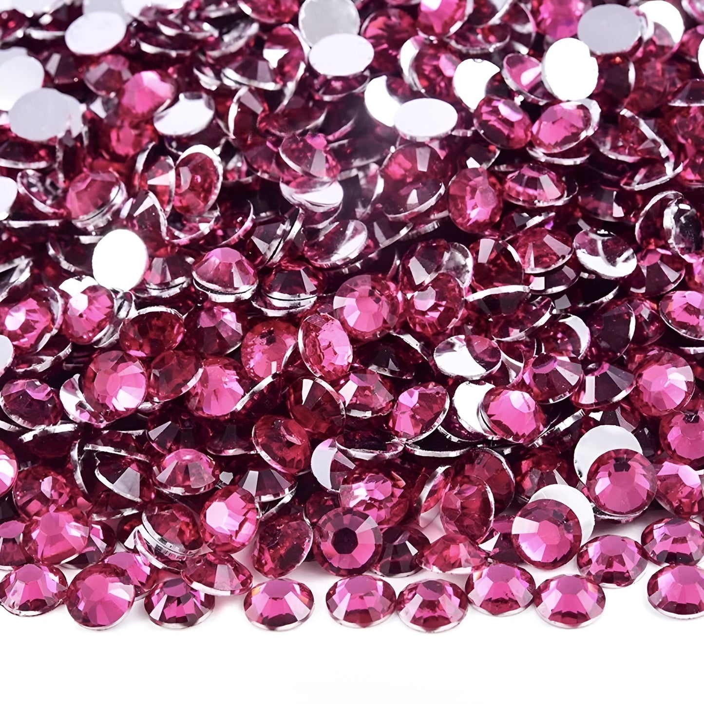 Strasssteine Non Hotfix - Silver Bottom - Dark Rose