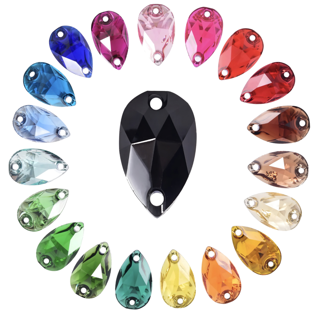 Aufnähsteine - Teardrop - Light Sapphire