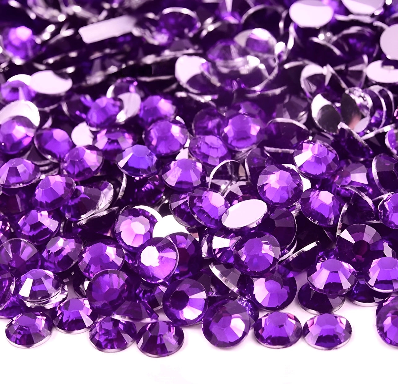 Strasssteine Non Hotfix - Silver Bottom - Dark Amethyst