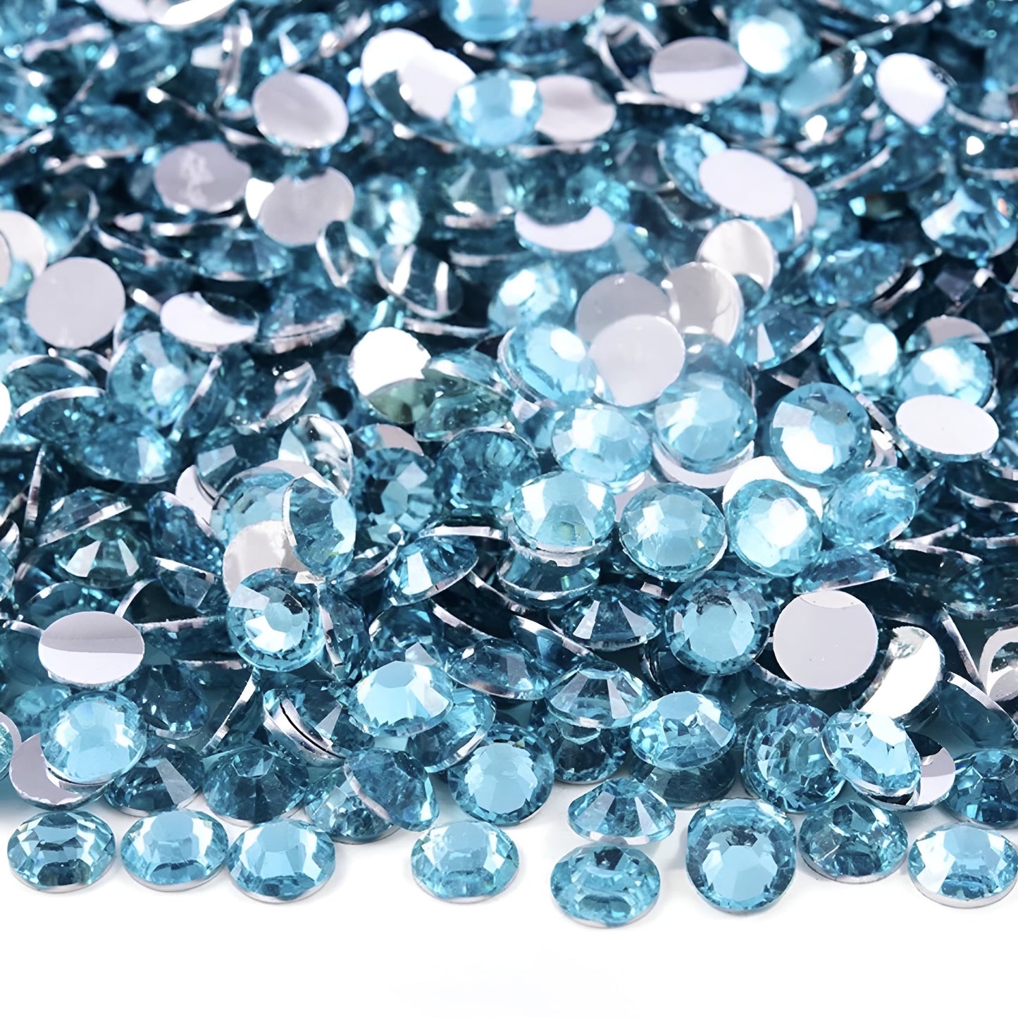 Strasssteine Non Hotfix - Silver Bottom - Aquamarine