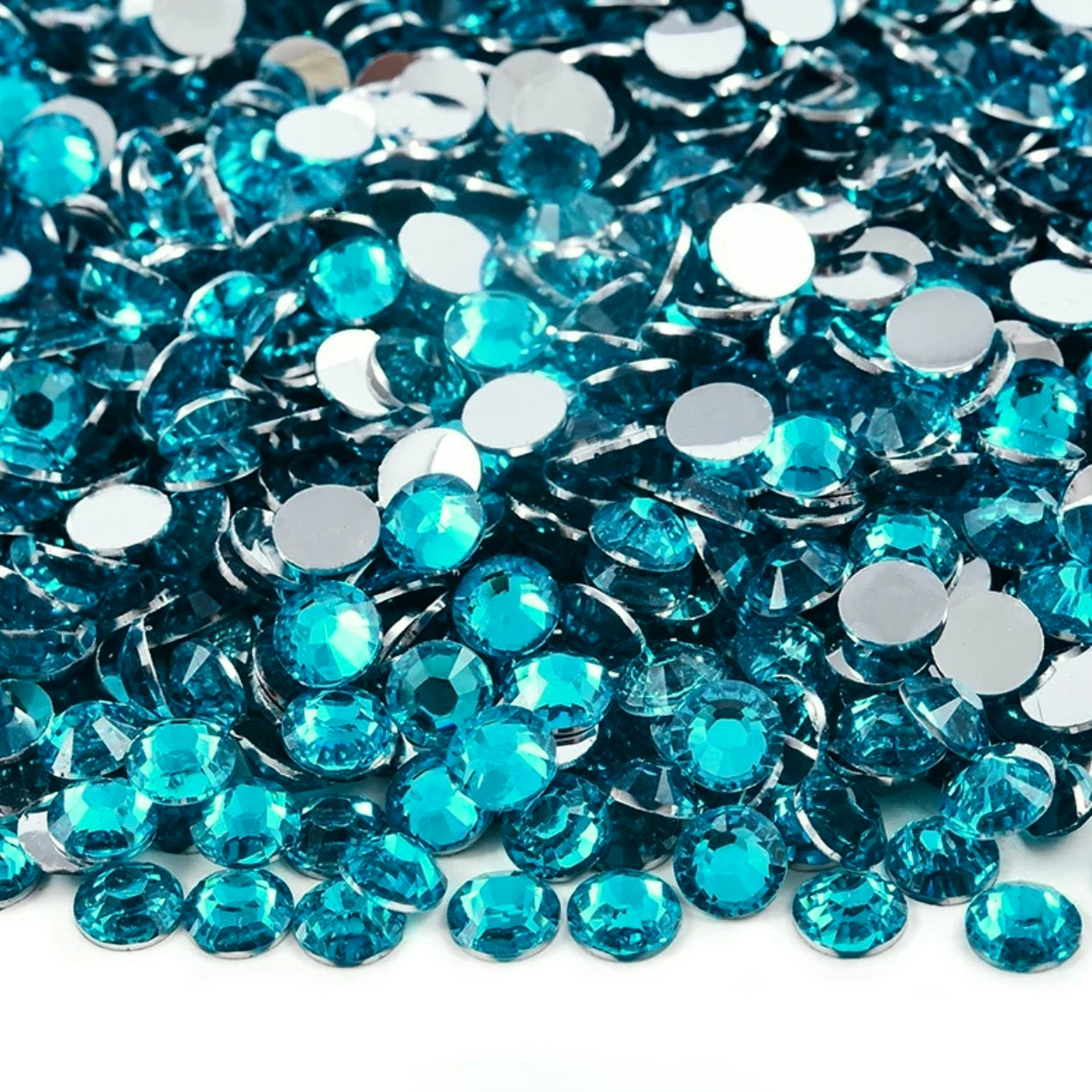 Strasssteine Non Hotfix - Silver Bottom - Capri Blue