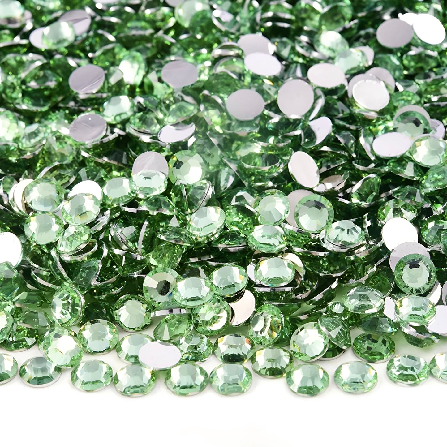 Strasssteine Non Hotfix - Silver Bottom - Light Peridot