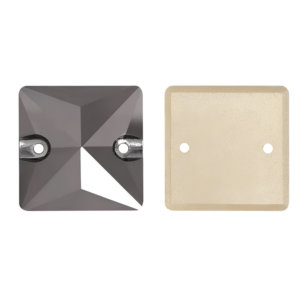 Aufnähsteine Glas - Square - Jet Hematite