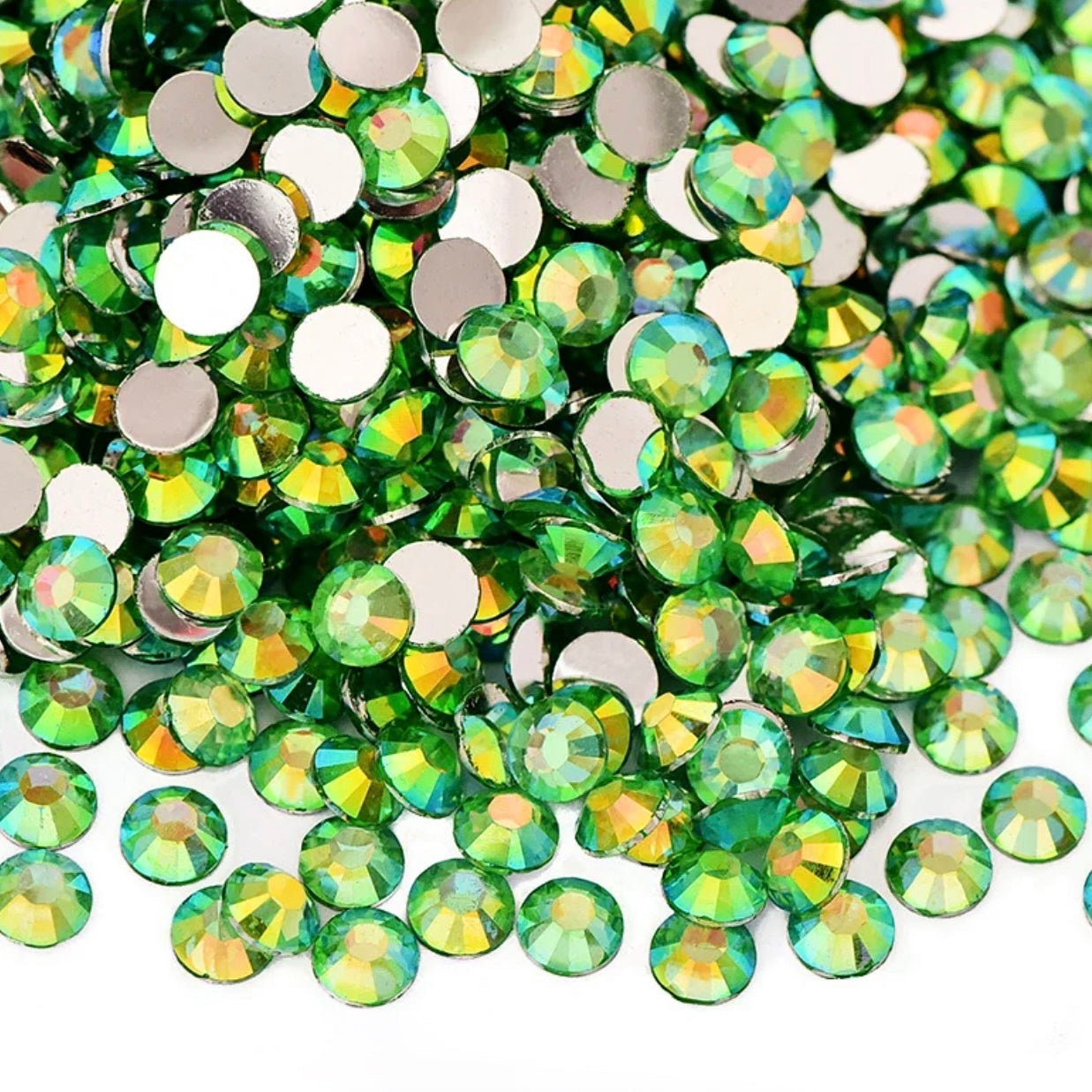 Strasssteine Non Hotfix - Silver Bottom - Peridot AB